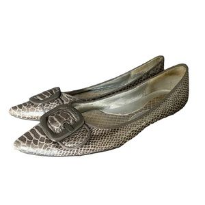 Samuel B. pointed toe‎ croc embossed flats size 8